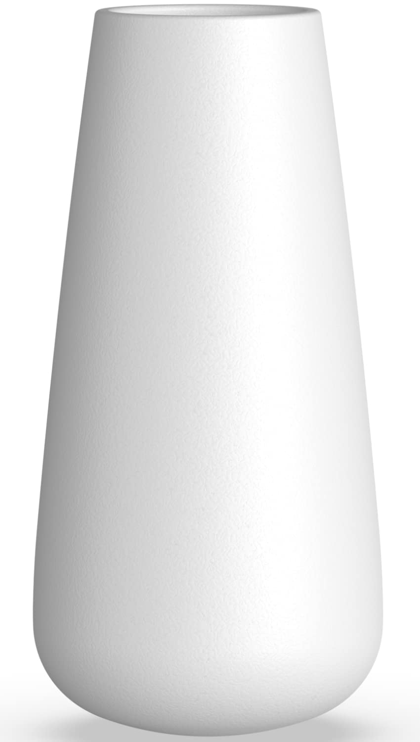 Vzmiza Weiße Keramik Vase - Handgefertigte Blumenvase für Pampasgras & Moderne Deko