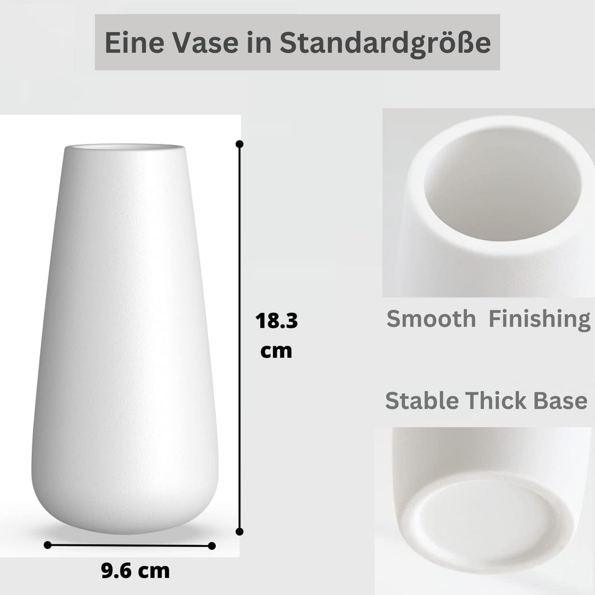 Vzmiza Weiße Keramik Vase - Handgefertigte Blumenvase für Pampasgras & Moderne Deko