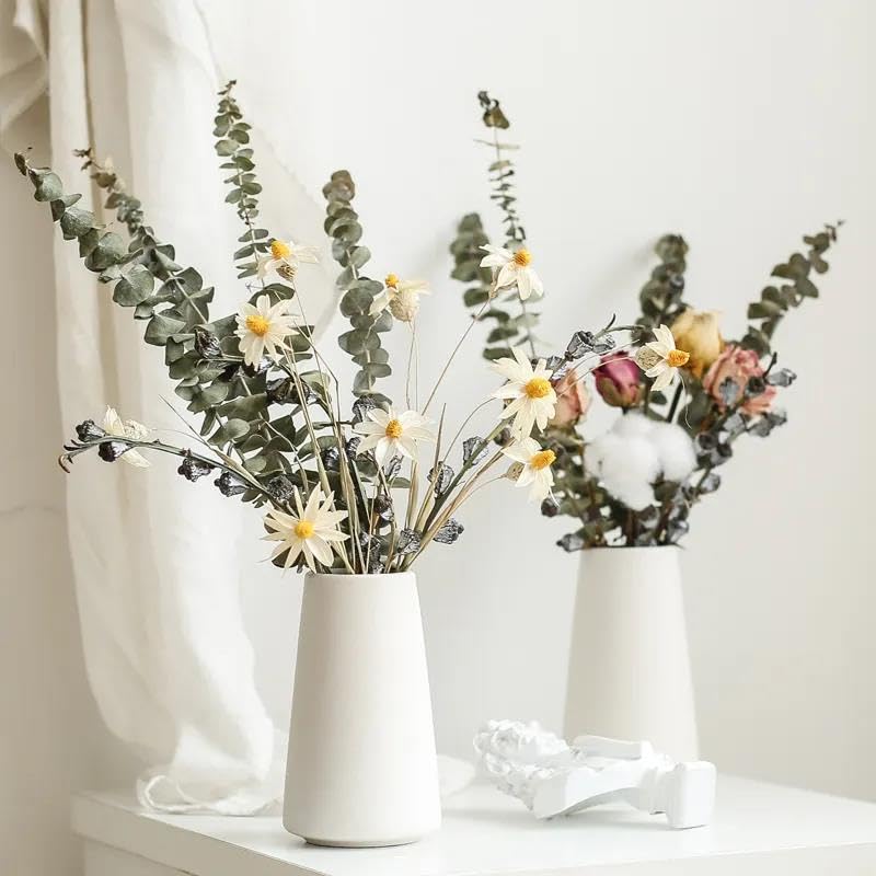 Vzmiza Weiße Keramik Vase – Elegante Blumenvase für Pampasgras & Aesthetic Deko
