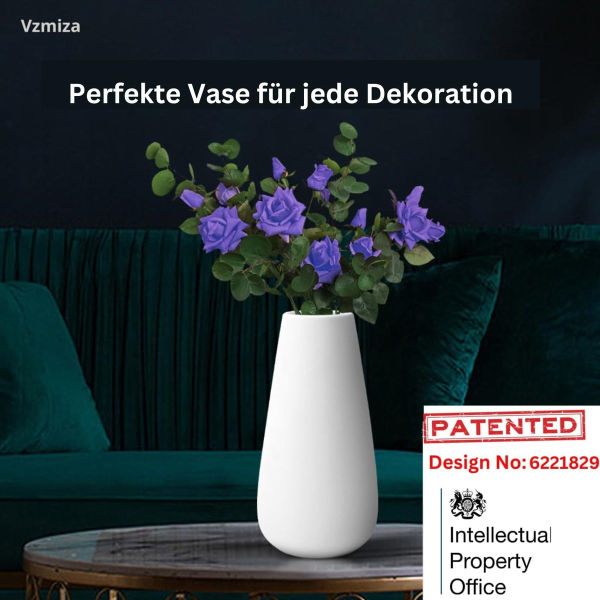 Vzmiza Weiße Keramik Vase - Handgefertigte Blumenvase für Pampasgras & Moderne Deko