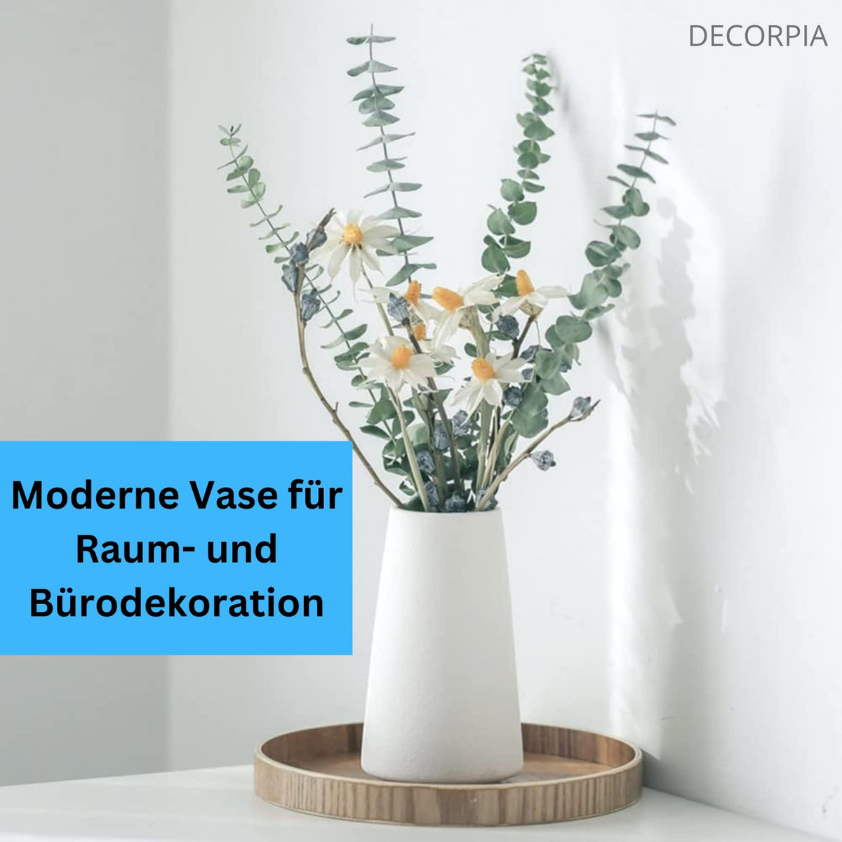 Vzmiza Weiße Keramik Vase – Elegante Blumenvase für Pampasgras & Aesthetic Deko