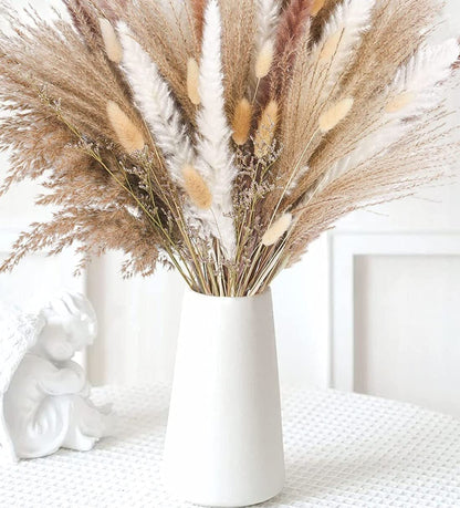 Vzmiza Weiße Keramik Vase – Elegante Blumenvase für Pampasgras & Aesthetic Deko