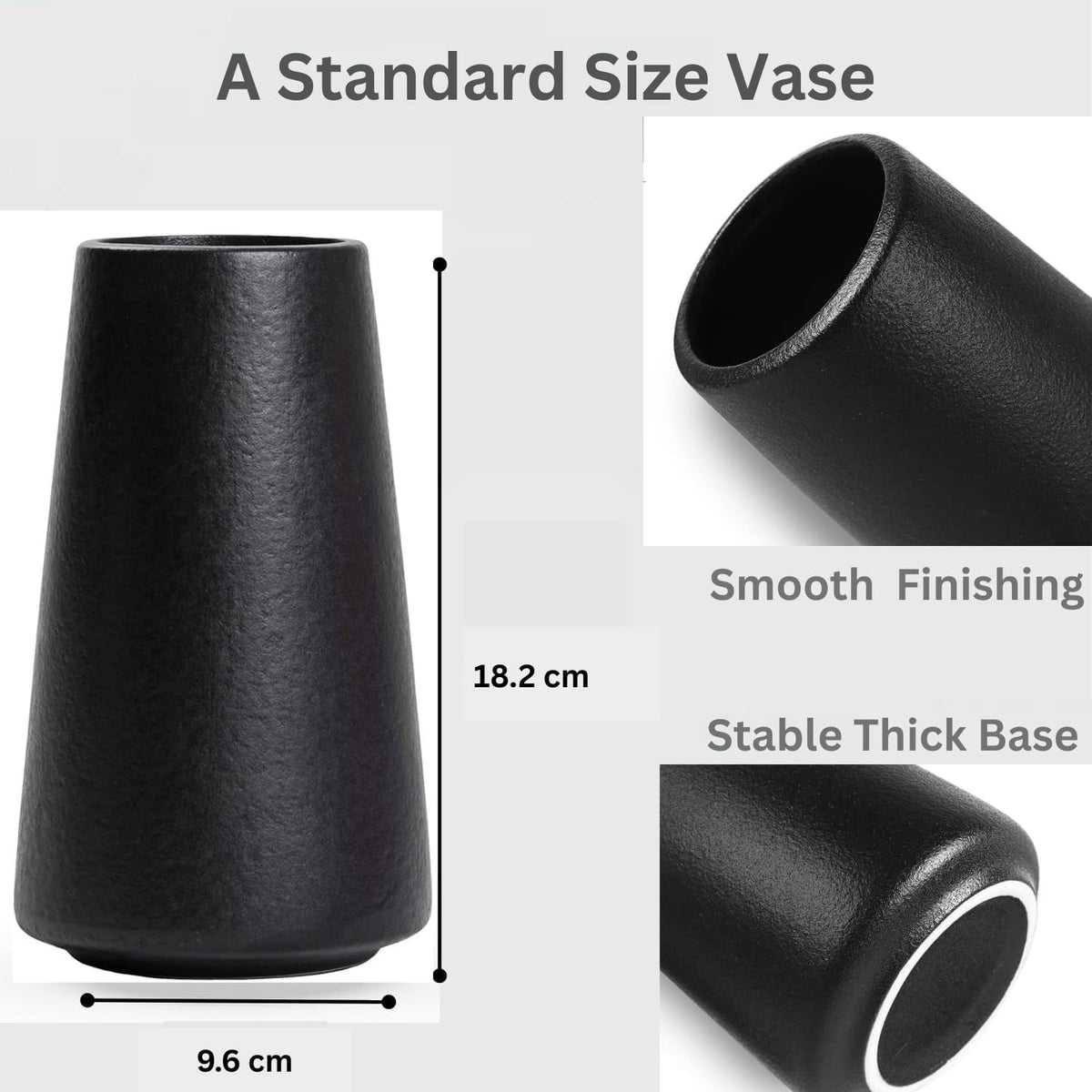 Vzmiza Schwarze Keramik Vase – Handgefertigt für Pampasgras & Moderne Heimdekoration
