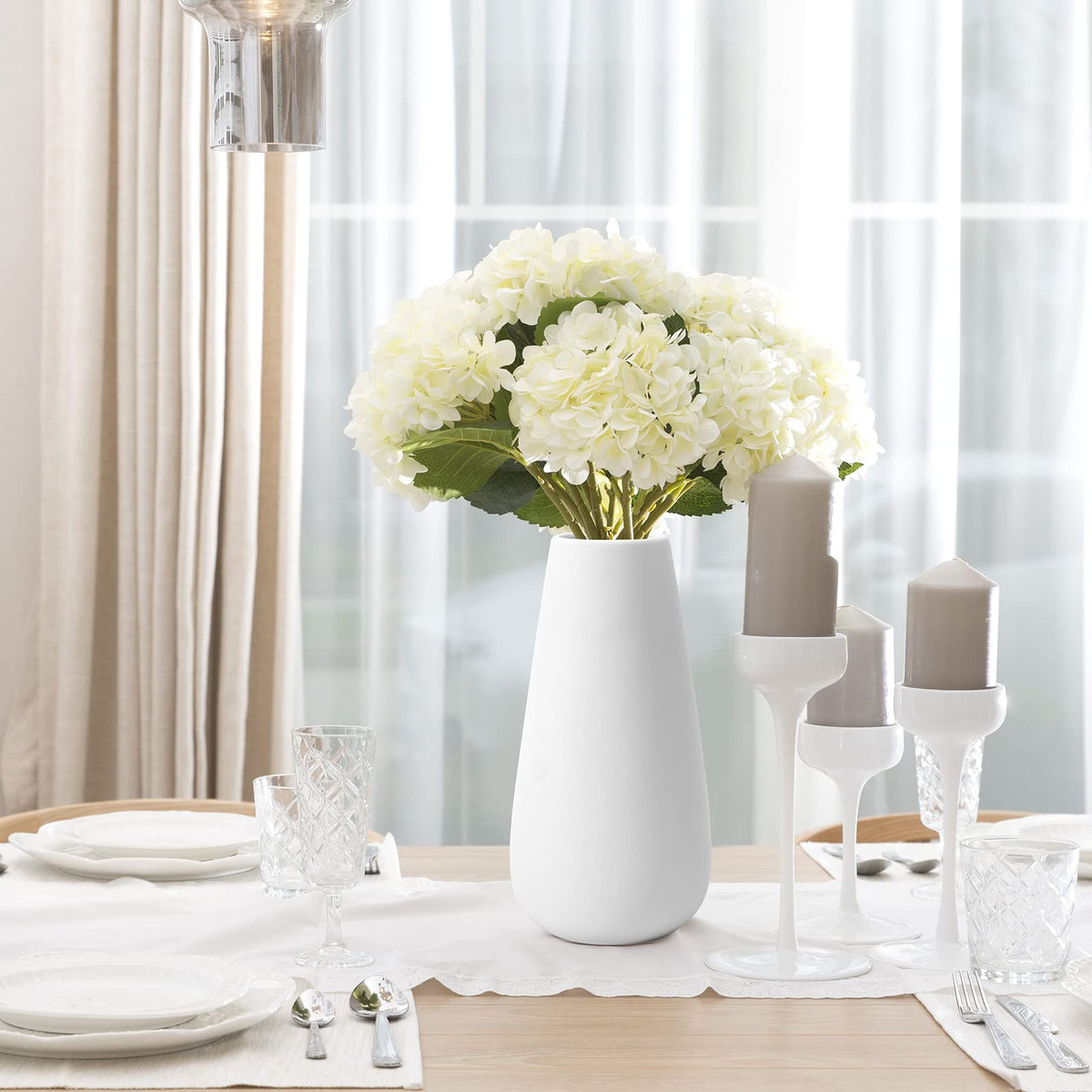 Vzmiza Weiße Keramik Vase - Handgefertigte Blumenvase für Pampasgras & Moderne Deko